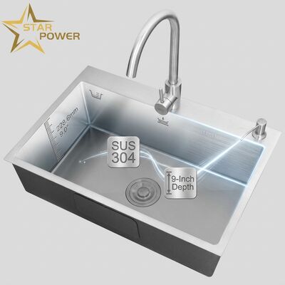 Harga bagus Sink dapur bawah tanah 304 Stainless Steel Single Bowl Sink dapur disikat Sink dapur bawah tanah 600mm 9-inci Basin dalam. on line