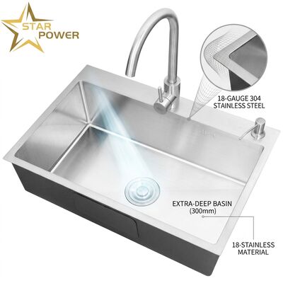 Harga bagus Baskom Dapur Undermount 18 Gauge 304 SS Single Bowl Baskom Dapur Chrome Plated Baskom 1000mm 300mm Extra-Deep Bassin on line