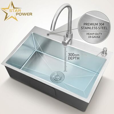 Harga bagus Top Mount / Drop-in Cuisine Sink 18 Gauge 304 SS Double Bowl Cuisine Sink Polished Top-Mount 1000mm 300mm Extra-Deep Basin on line