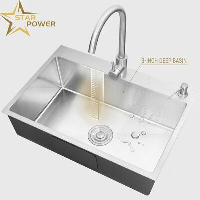 Harga bagus 304 stainless steel sama double bowl dapur wastafel nano-dilapisi drop-in 600mm 9-inci cekungan dalam on line