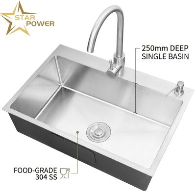 Harga bagus Makanan-Kelas 304 SS Single Bowl Dapur wastafel disikat Undermount 900mm 250mm Deep Basin on line