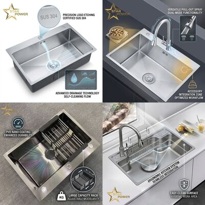 Harga bagus Bak Cuci Piring Dapur Baja Tahan Karat 304 Ganda Tipe Drop-in 33x22 Inci, Pembagian 50/50, Dengan Talenan Dan Saringan Terpasang on line