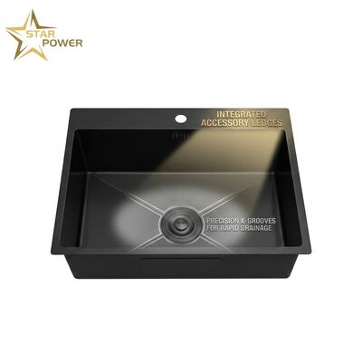 Harga bagus Wastafel Dapur Workstation Baja Tahan Karat Berlapis Nano Hitam 304, Mangkuk Ganda Undermount, Kit Aksesori Talenan on line
