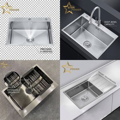 Harga bagus Wastafel Dapur Stainless Steel 304 Undermount 15x15 Inci, Grade Komersial 18 Gauge, Saluran Cepat X Groove on line