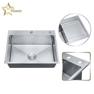 Harga bagus Stainless Steel Brushed 304 Drop-in Laundry Utilitas Dapur Sink 25x22 Inci, Deep Basin, Dibangun-in Drainboard Desain on line