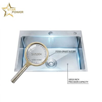 Harga bagus 304 Stainless Steel Kitchen Island Prep Sink 18x16 Inch Undermount, Komersial Food Grade Single Basin Extra Deep on line