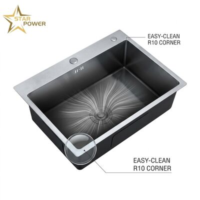 Harga bagus 16 Gauge 304 stainless steel Deep Single Bowl Drop-in Kitchen Sink 30x18 Inch, 10 Inch Basin Depth, Finish yang disikat on line