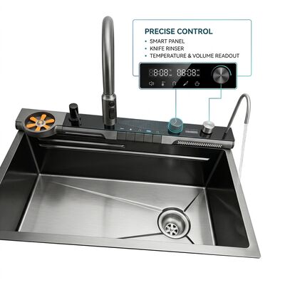 Harga bagus 24 Inci Drop-in RV Dapur wastafel 304 stainless steel kompak Single Bowl Kaca Cover Desain on line
