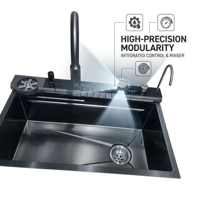 Harga bagus Bak Cuci Piring Dapur Ganda Undermount 33x22 Inci Baja Tahan Karat 304 Ketebalan 18 Gauge Finishing PVD Gunmetal on line
