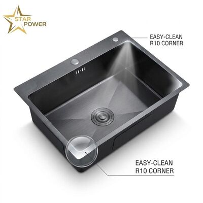 Harga bagus 16 Gauge 304 Stainless Steel Double Bowl Kitchen Sink Drop-in 33x22 Inch 9 Inch Deep Basin Brushed Finish on line