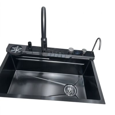 Harga bagus PVD Gunmetal 33x22 Undermount Double Bowl Kitchen Sink SUS304 Handmade 18 Gauge online