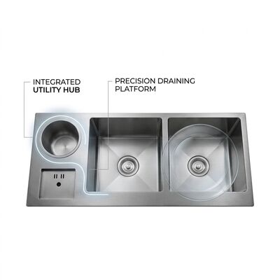 Kualitas Farmhouse 28x19 Workstation Kitchen Sink SUS304 16 Gauge with Cutting Board pabrik