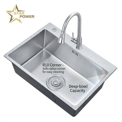 Harga bagus Nano Black 31x20 Undermount Handmade Kitchen Sink SUS304 Single Bowl 18 Gauge online