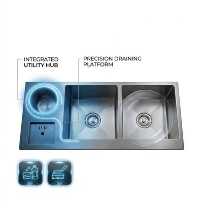 Harga bagus 36 Inch PVD Gold Single Bowl Farmhouse Workstation Kitchen Sink SUS304 16 Gauge on line