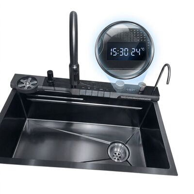 Harga bagus 24 Inch Handmade Single Bowl Undermount Kitchen Sink 16 Gauge Gunmetal PVD on line