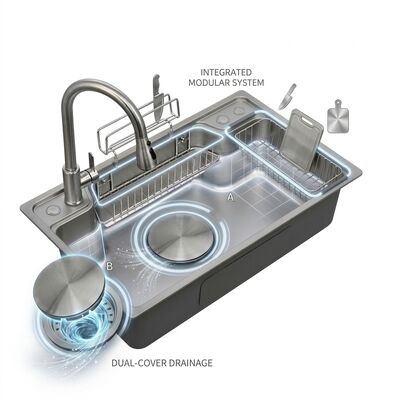 Harga bagus 30 Inch Farmhouse Apron Front Double Bowl Kitchen Sink 16 Gauge with Grids on line