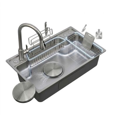 Harga bagus 30 Inch Farmhouse Apron Front Double Bowl Kitchen Sink 60/40 16 Gauge with Bottom Grids online